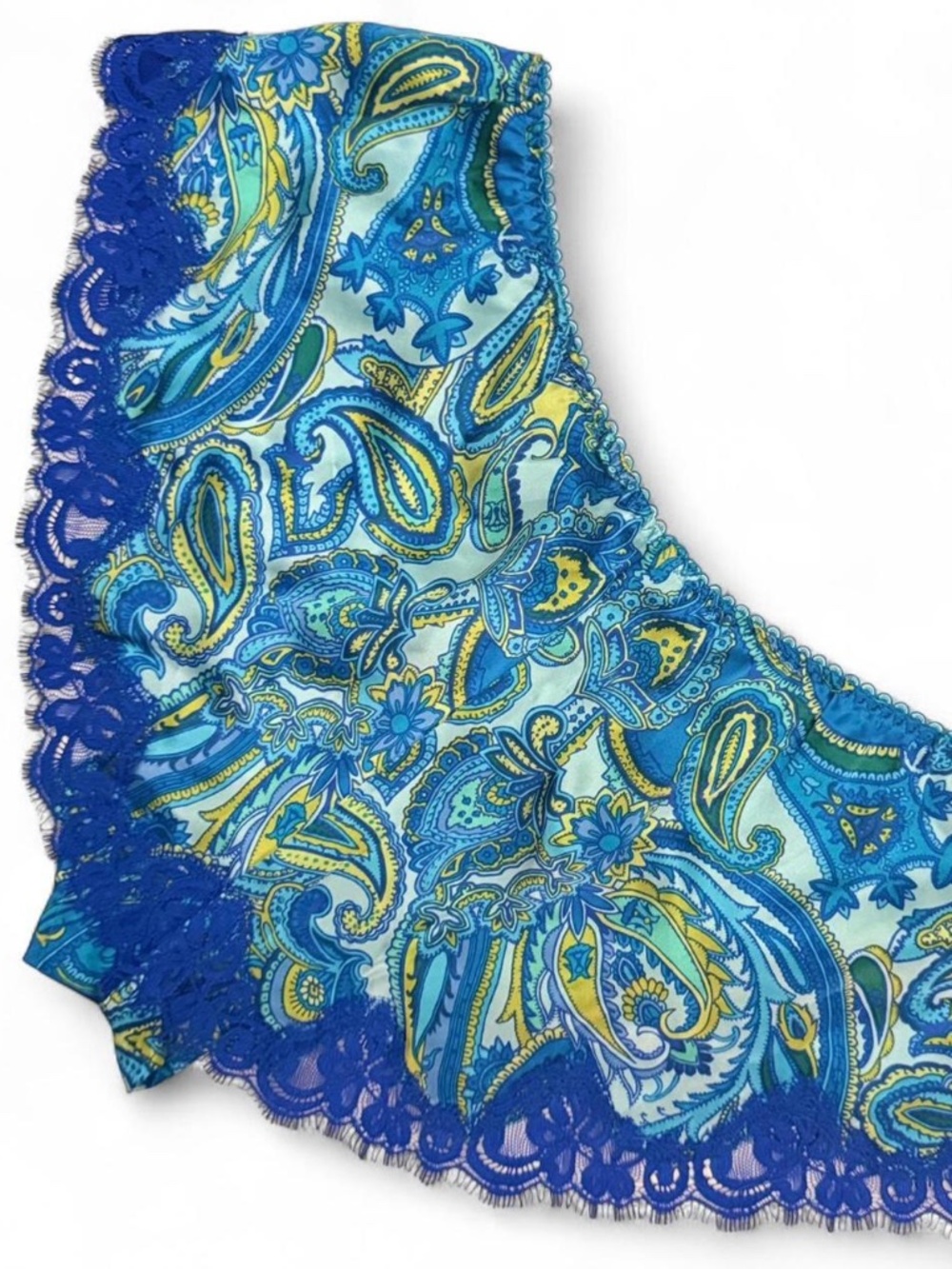 Badgley Mischka Paisley High Cut Satin Lace Panties Large NWT